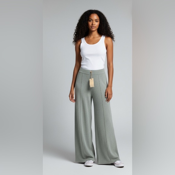 Easel Los Angeles Pants - Easel stretchy knit Lounge Pants Sage Green
